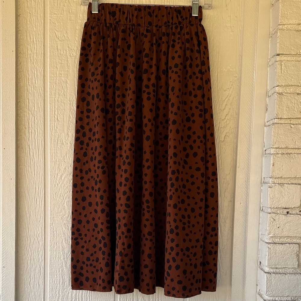 Brown and black midi skirt